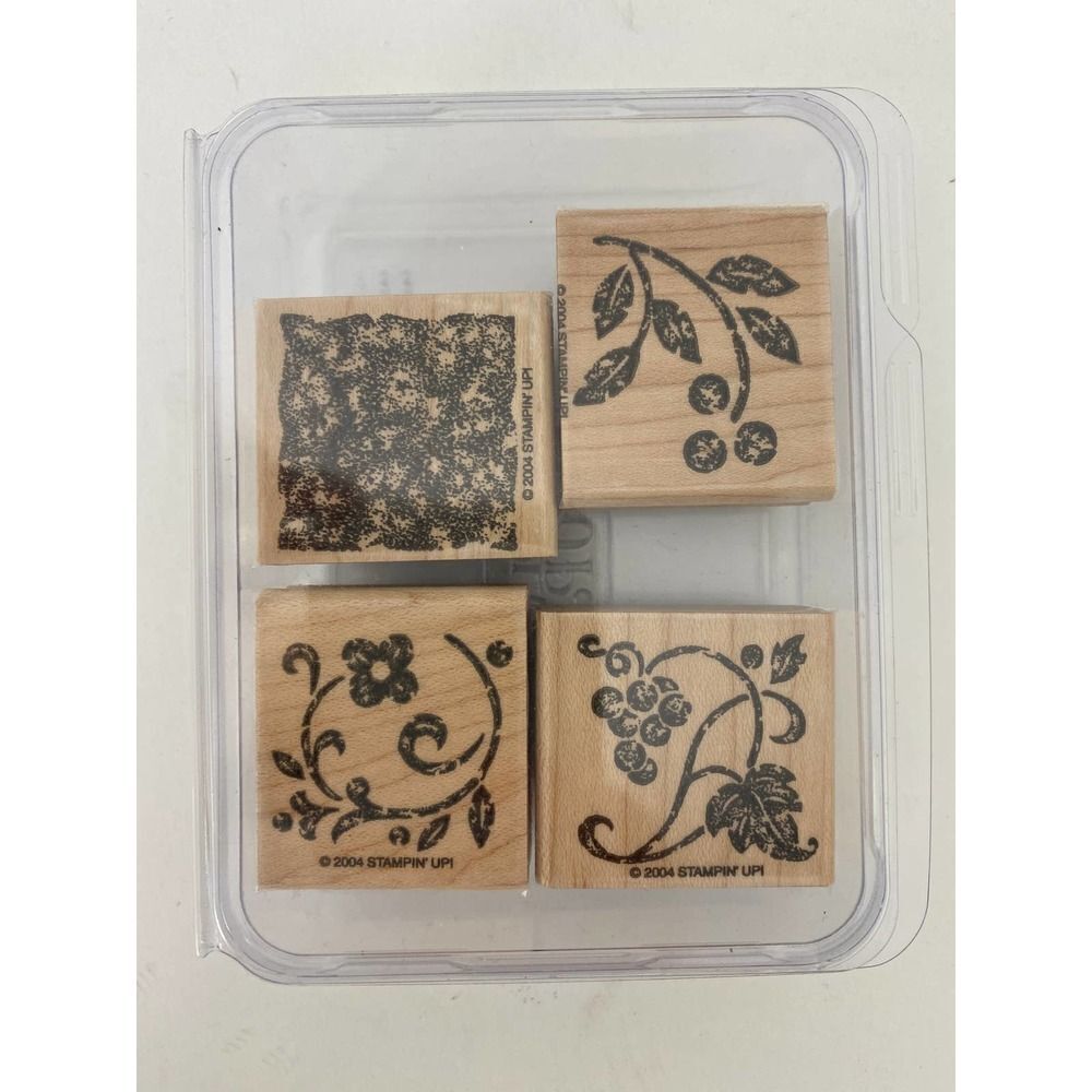 Four vintage stamps for scrapbooking, card making, and crafts - Ivy Holly Flower
